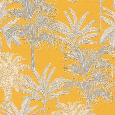 SAMPLE - Change is Good Jungle Palms Yellow Wallpaper by Michalsky Living 37983-3