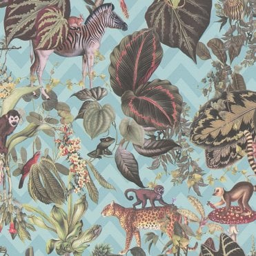 SAMPLE - Change is Good Jungle Wall Light Blue Wallpaper by Michalsky Living 37990-4