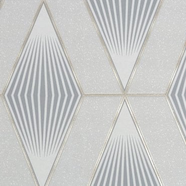 SAMPLE - Chicago Geo - Grey / Silver Wallpaper by Superfresco Easy 122640