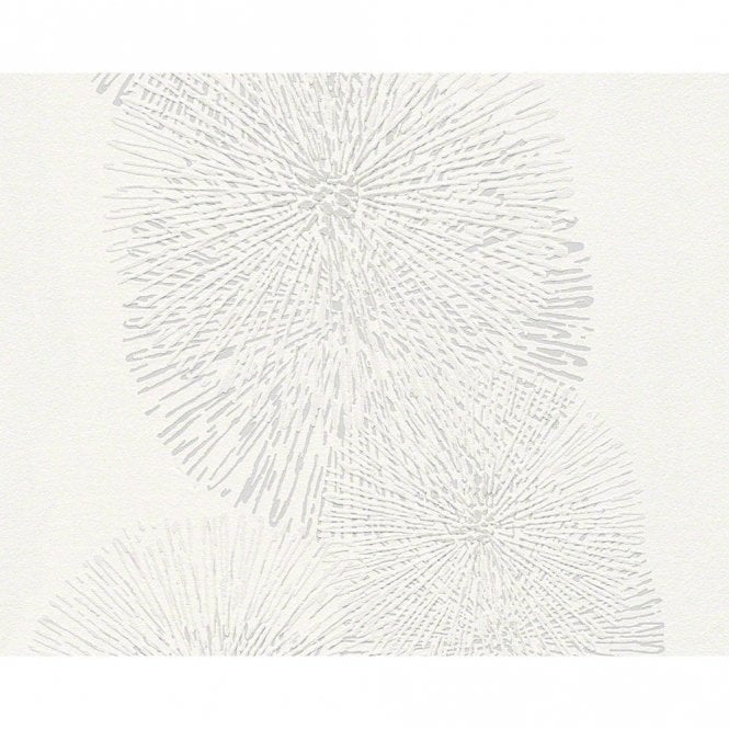 SAMPLE - Chrysanthemum White Wallpaper by Schoner Wohnen for AS Creation 94359-1