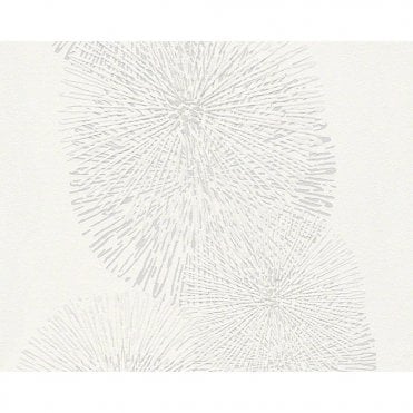 SAMPLE - Chrysanthemum White Wallpaper by Schoner Wohnen for AS Creation 94359-1