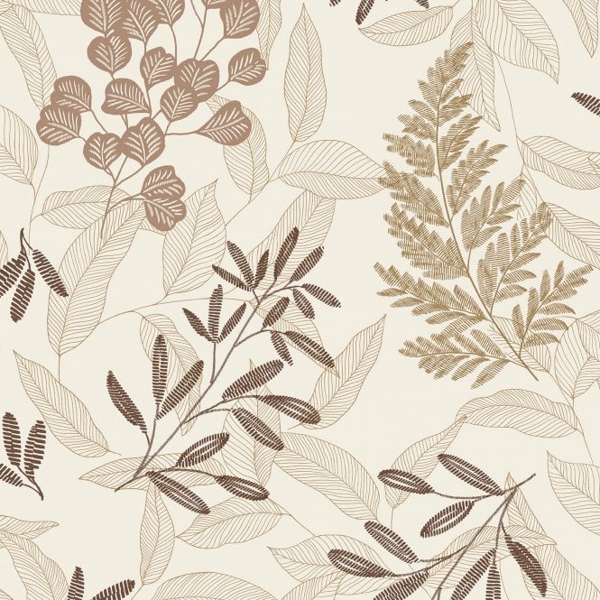 SAMPLE - Ciara Botanic Leaves Terracotta Wallpaper by Grandeco Life A63902