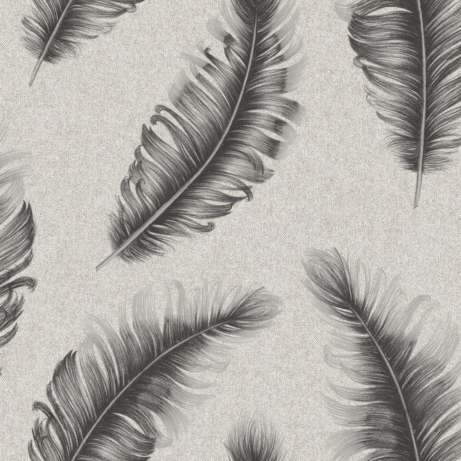 SAMPLE - Ciara Feather Wallpaper Gunmetal by Belgravia Décor GB 4401