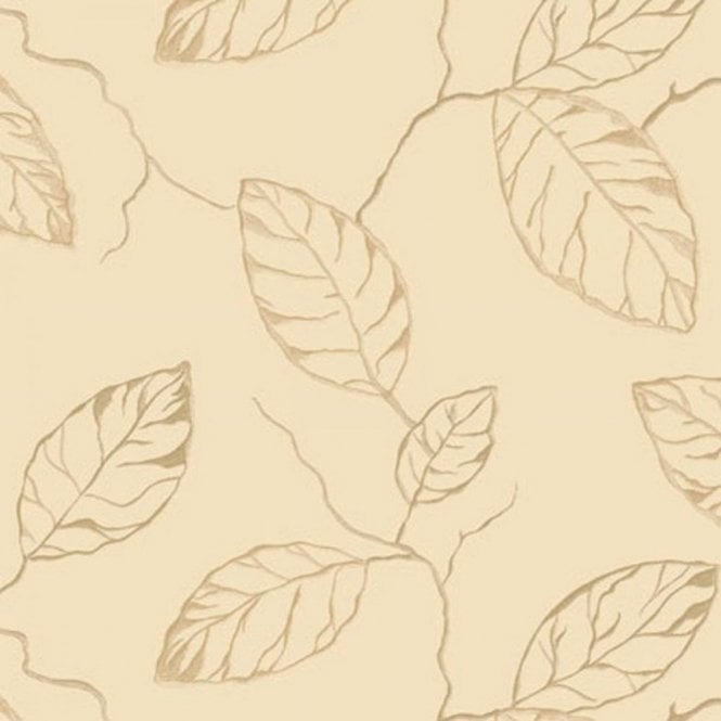 SAMPLE - Clear Spirit Beige / Gold Leaf Trail Wallpaper by Wall Fashion GranDeco CSA-006-05-9
