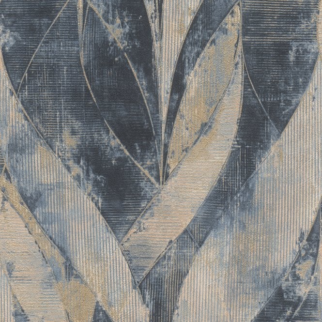 SAMPLE - Concrete Shimmer Braided Wallpaper Navy by Rasch 520064