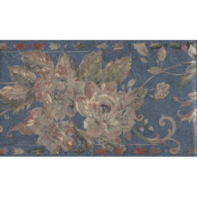SAMPLE - Consolata Floral Trail Navy Vinyl Border by John Wilman 555049
