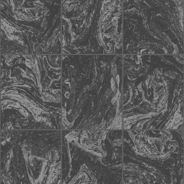 SAMPLE - Contour Glitter Marble Tile Black Wallpaper by Graham & Brown 104880