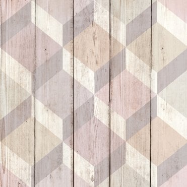 SAMPLE - Copenhagen Pink Geometric Wallpaper by Ideco Home for Grandeco 134501