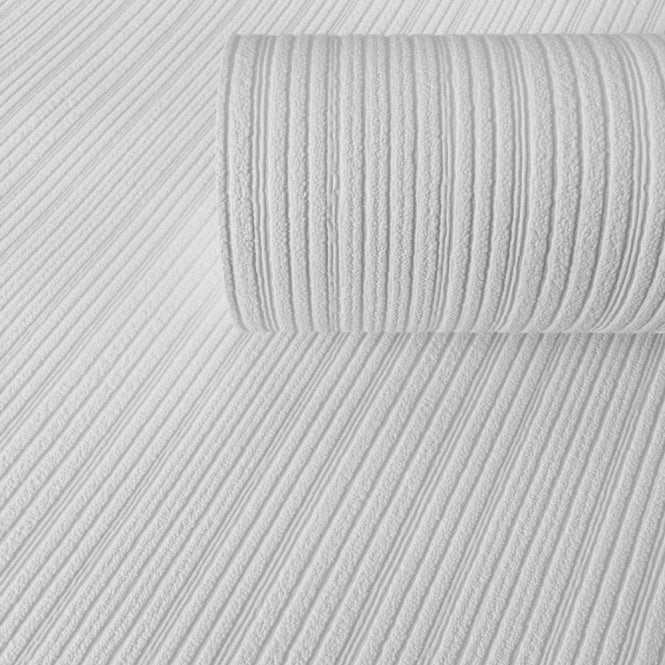 SAMPLE - Corded Stripes White Blown Vinyl Wallpaper by A.S. Creation 3149-18