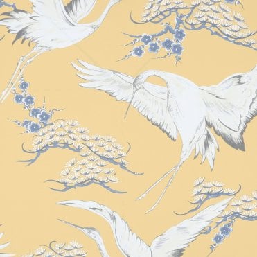 SAMPLE - Cranes Ochre Wallpaper by Superfresco Easy 108121