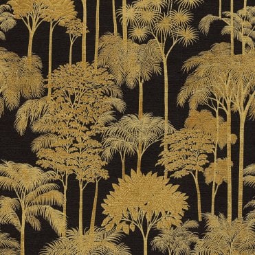 SAMPLE - Cube II Palm Wallpaper Black / Gold by AS Creation 79162-3