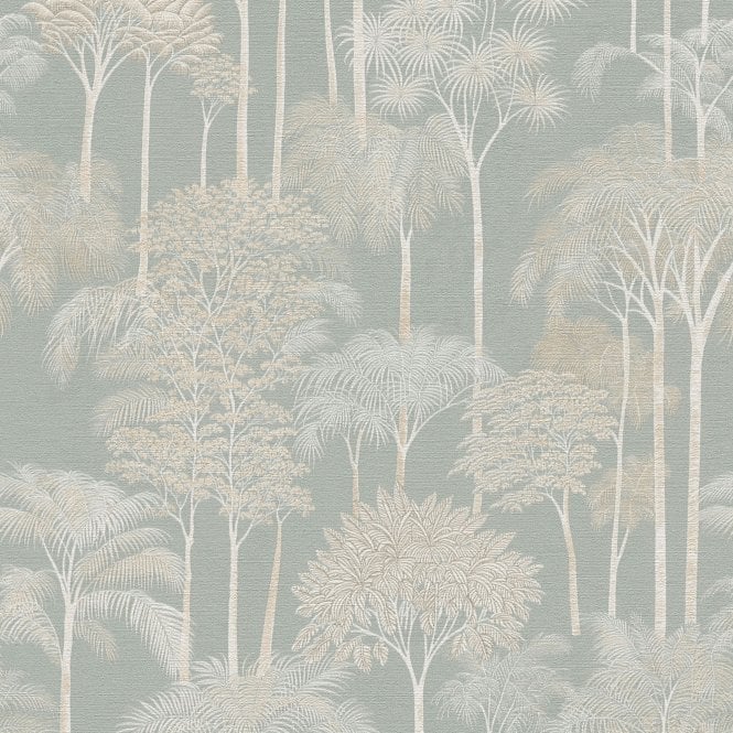 SAMPLE - Cube II Palm Wallpaper Blue / Cream by AS Creation 79162-2