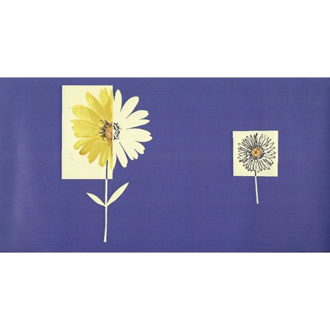 SAMPLE - Daisy Floral Blue Border by Crown 50014