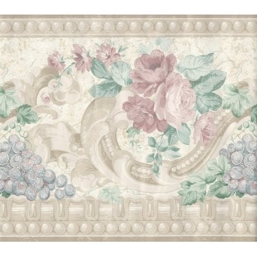 SAMPLE - Designs with Damask Traditional Beige Wide Border by Fine Decor 519348
