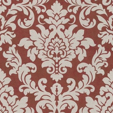 SAMPLE - Diamonds Glitter Textured Damask Red / Beige Wallpaper by AS Creation 37270-5