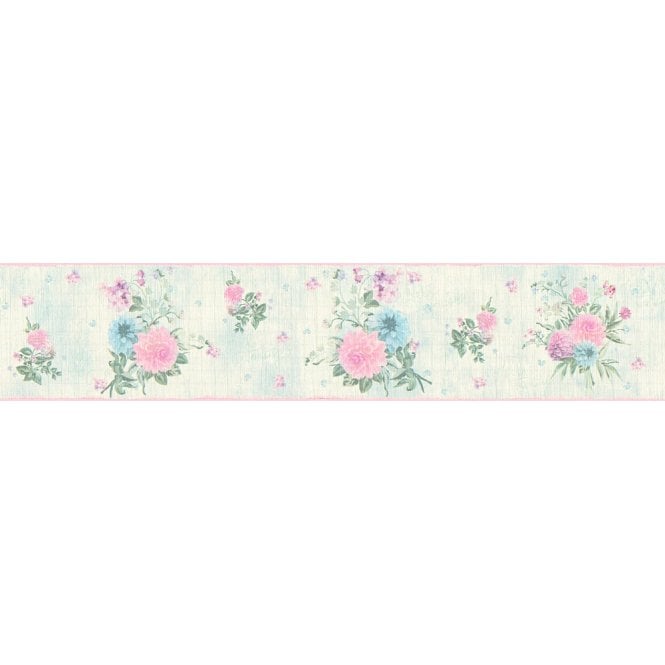 SAMPLE - Djooz Shabby Chic Green Floral Border AS Creation 35876-3