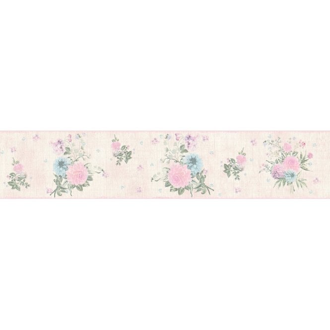 SAMPLE - Djooz Shabby Chic Pink Floral Border AS Creation 35876-1