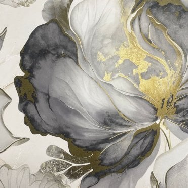 SAMPLE - Elysian Floral Black / Gold Wallpaper by Muriva 212502