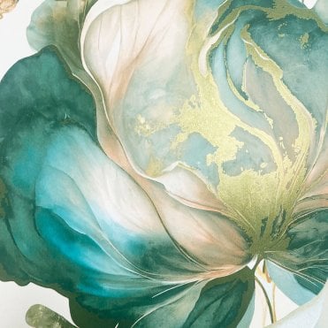 SAMPLE - Elysian Floral Coral & Teal Wallpaper by Muriva 212505