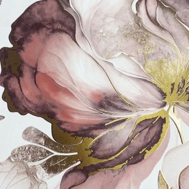 SAMPLE - Elysian Floral Pink / Metallic Wallpaper by Muriva 212504