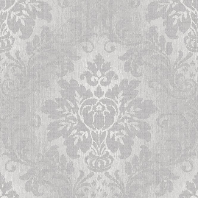 SAMPLE - Fabric Damask Silver Glitter Wallpaper by Royal House From Grandeco A10904