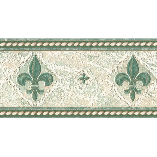 SAMPLE - Fleur De Lys Green Blown Vinyl Border by Country Decor 4205B