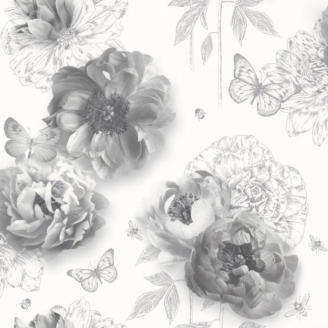 SAMPLE - Flower Garden Mono Wallpaper by Arthouse 259201