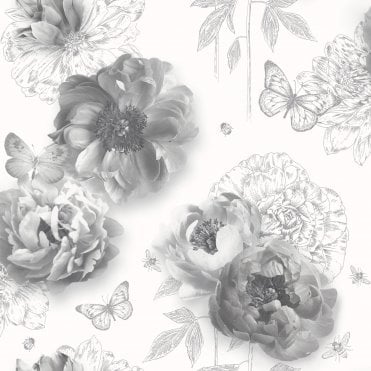 SAMPLE - Flower Garden Mono Wallpaper by Arthouse 259201