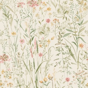 SAMPLE - Free Flower Watercolour Wallpaper Neutral by Grandeco Life A74501