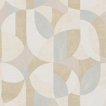 SAMPLE - French Affair Retro Geo Beige Grey Mix Wallpaper by AS Creation 39932-4