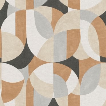 SAMPLE - French Affair Retro Geo Black Brown Mix Wallpaper by AS Creation 39932-1