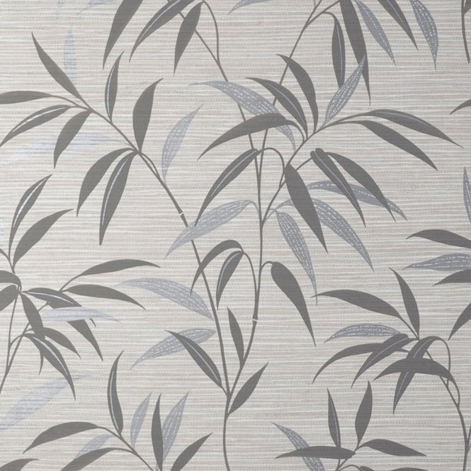 SAMPLE - Fusion Grasscloth Leaf Trail Wallpaper Soft Grey by Crown M1771