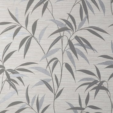 SAMPLE - Fusion Grasscloth Leaf Trail Wallpaper Soft Grey by Crown M1771