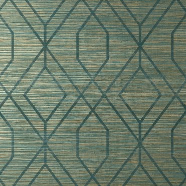 SAMPLE - Fusion Grasscloth Trellis Wallpaper Teal by Crown M1773