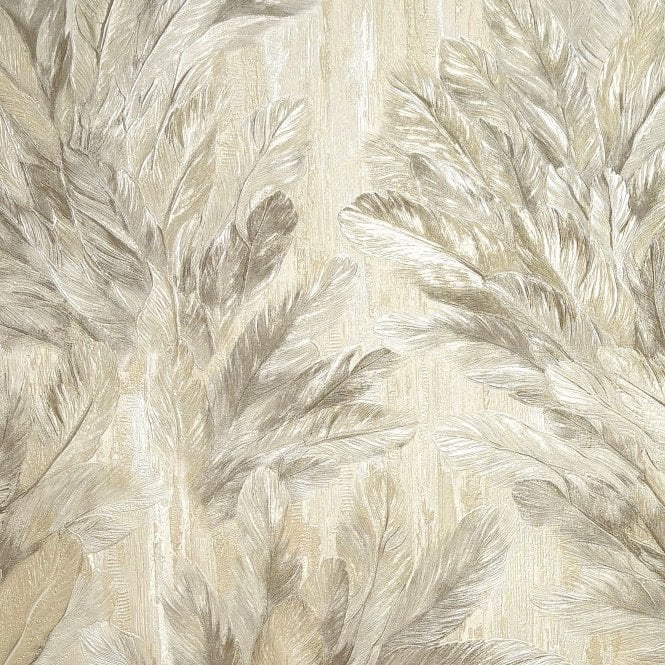 SAMPLE - Gianni Trailing Feather Natural Beige Wallpaper by Vymura M95694