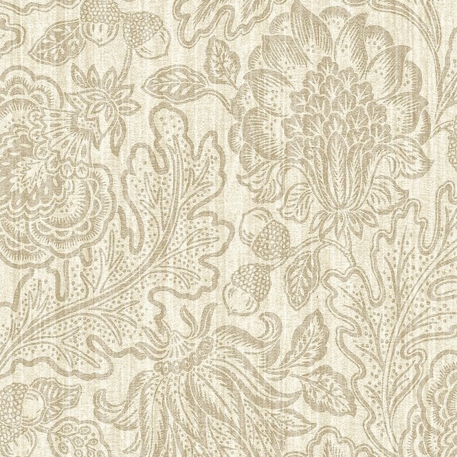 SAMPLE - Giovanna Trail Wallpaper Beige by Belgravia Décor GB 4812