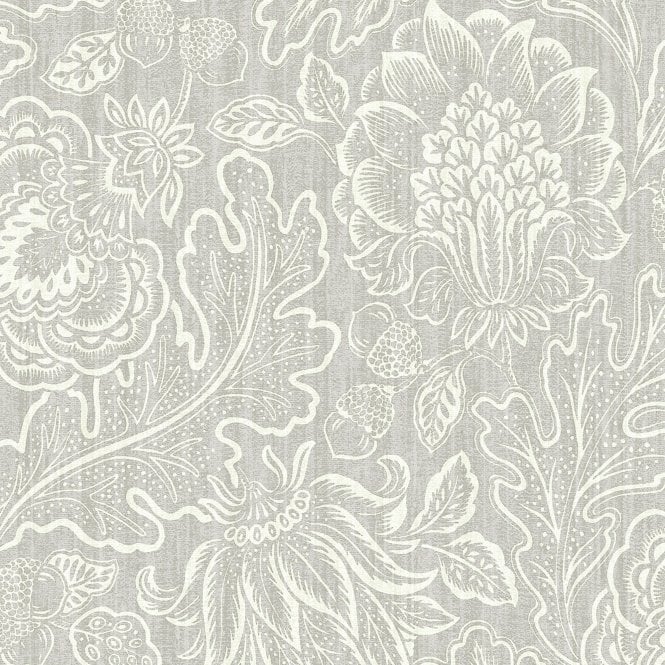 SAMPLE - Giovanna Trail Wallpaper Grey by Belgravia Décor GB 4810
