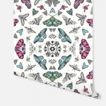 SAMPLE - Glitter Bug White Multi Wallpaper by Arthouse 692308