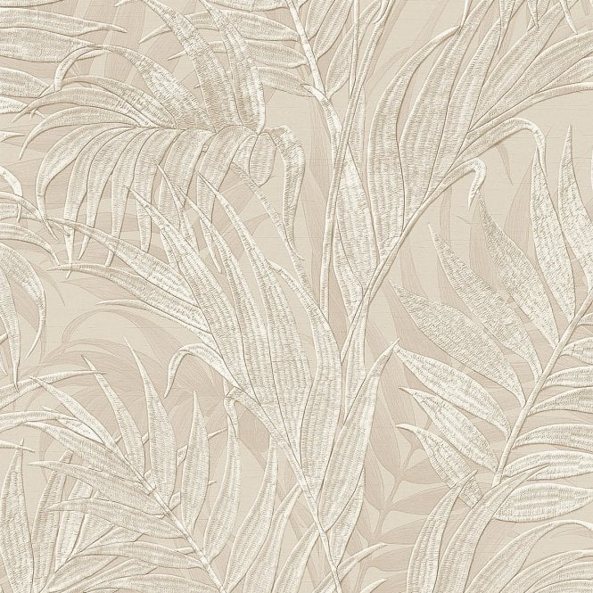 SAMPLE - Grace Tropical Palm Leaf Beige Wallpaper by design id GR322102