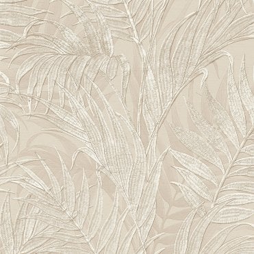 SAMPLE - Grace Tropical Palm Leaf Beige Wallpaper by design id GR322102