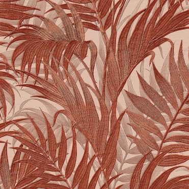SAMPLE - Grace Tropical Palm Leaf Orange & Beige Wallpaper by design id GR322107