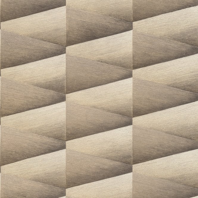 SAMPLE - Graphic 3D Beige / Gold Wallpaper from Rasch 554649