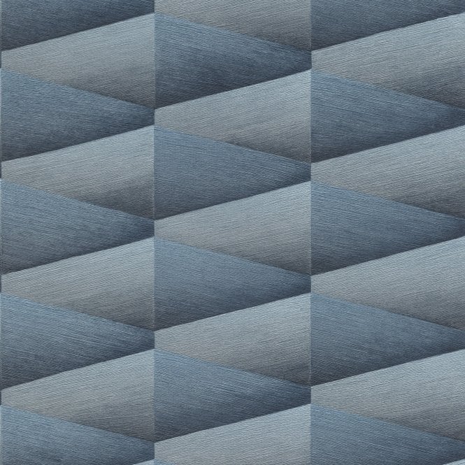 SAMPLE - Graphic 3D Blue / Silver Wallpaper from Rasch 554656