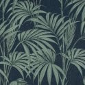 SAMPLE - Honolulu Palm Navy / Green Glitter Wallpaper by Julien Macdonald 112086