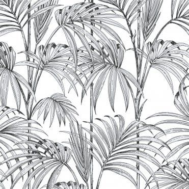 SAMPLE - Honolulu Palm White / Silver Glitter Wallpaper by Julien Macdonald 112084