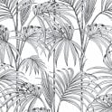 SAMPLE - Honolulu Palm White / Silver Glitter Wallpaper by Julien Macdonald 112084