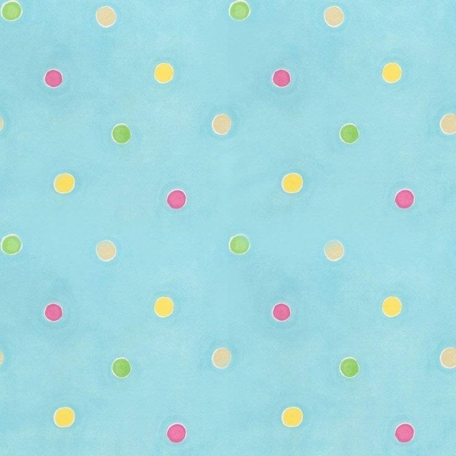 SAMPLE - Hoopla Polka Spots Wallpaper Aqua & Multi by Decorline DL30746