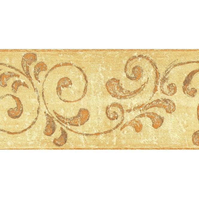 SAMPLE - Illusions C Scroll Trail Yellow / Orange Border by Country Decor 3854B