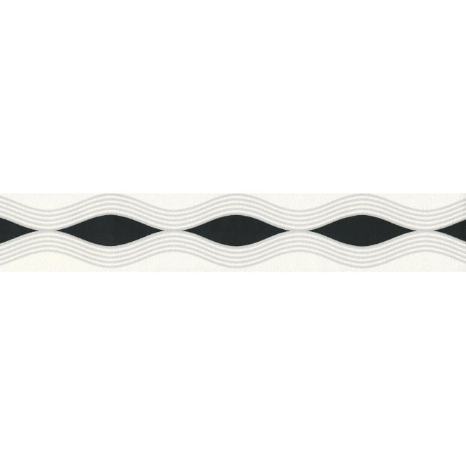 SAMPLE - Infinity Wave Black / Grey Self Adhesive Narrow Border by AS Creation 2603-14