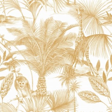 SAMPLE - Jungle Fever Kidatu Yellow Wallpaper by Grandeco Life JF3503
